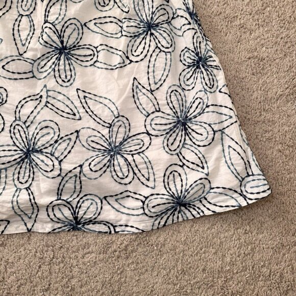 NEXT Mini Dress US 6 Blue And White Floral Embroidered Off the Shoulder - Picture 7 of 8